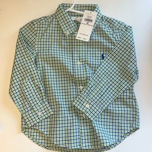 Ralph Lauren Kids Button Up. Size 24M. Blue and Green Checkered.